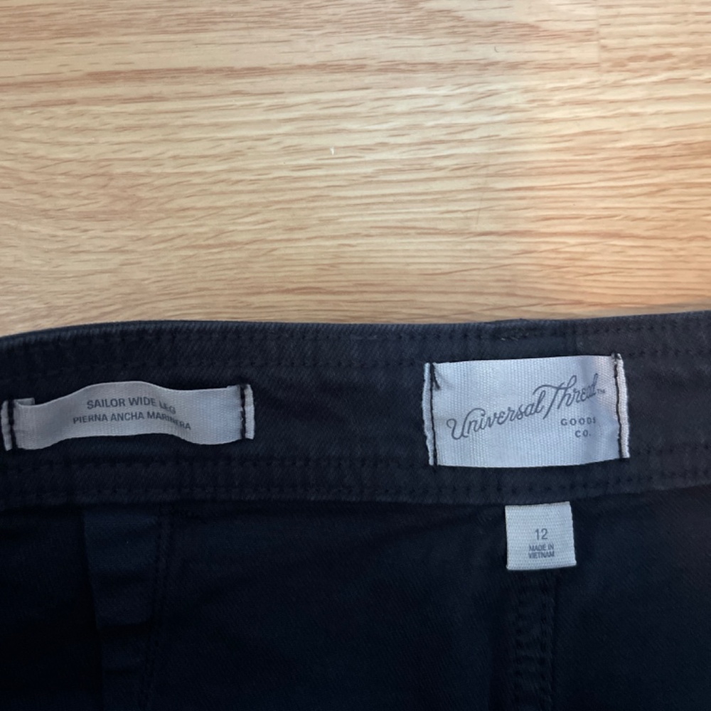 Universal Thread High Rise Sailor Wide Leg Black Denim Jeans / Pants Size 12 - Picture 7 of 8